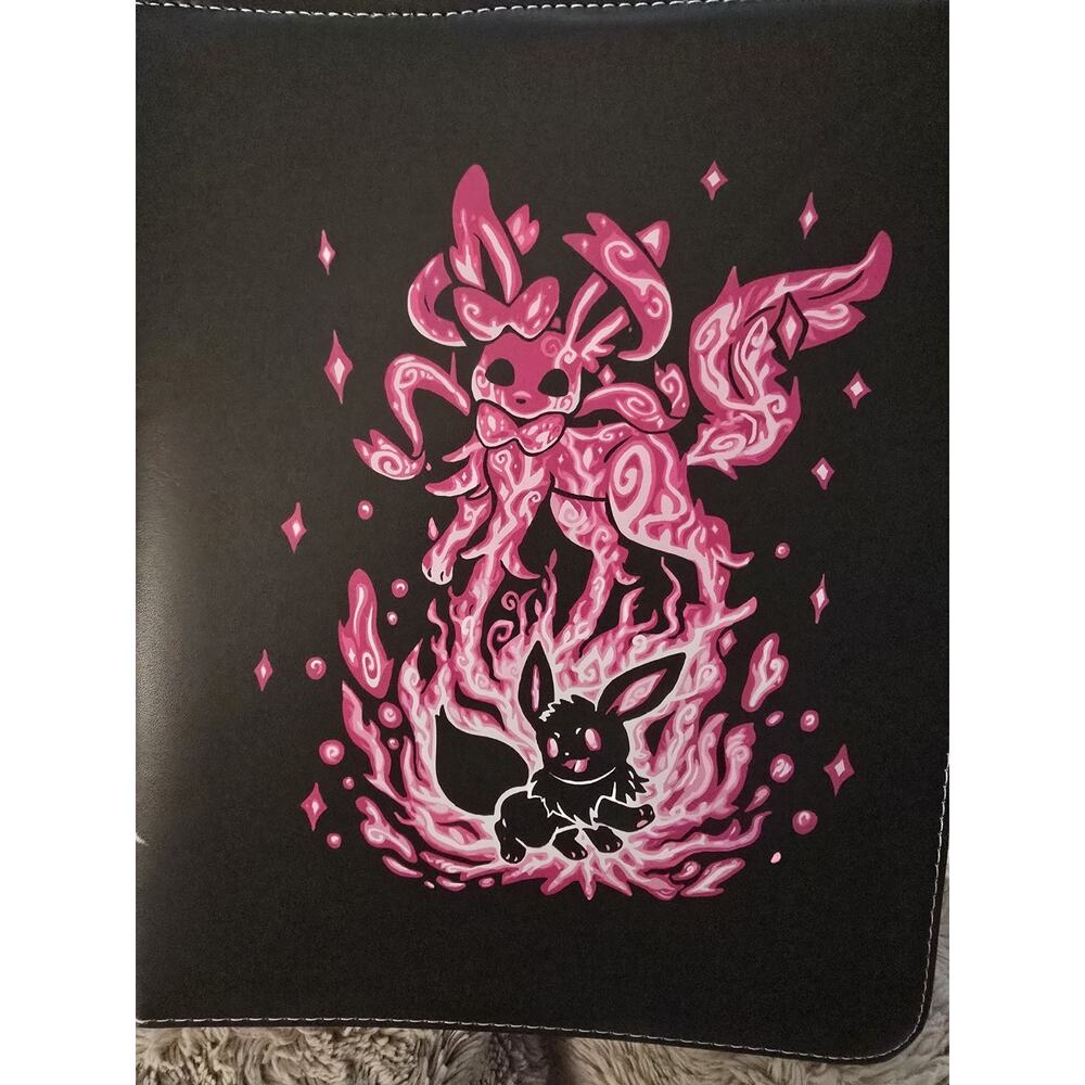 13” 3 Ring Pokémon TCG Card Binder. Black/Pink by Chelsond. 40 Card Sleeves NEW